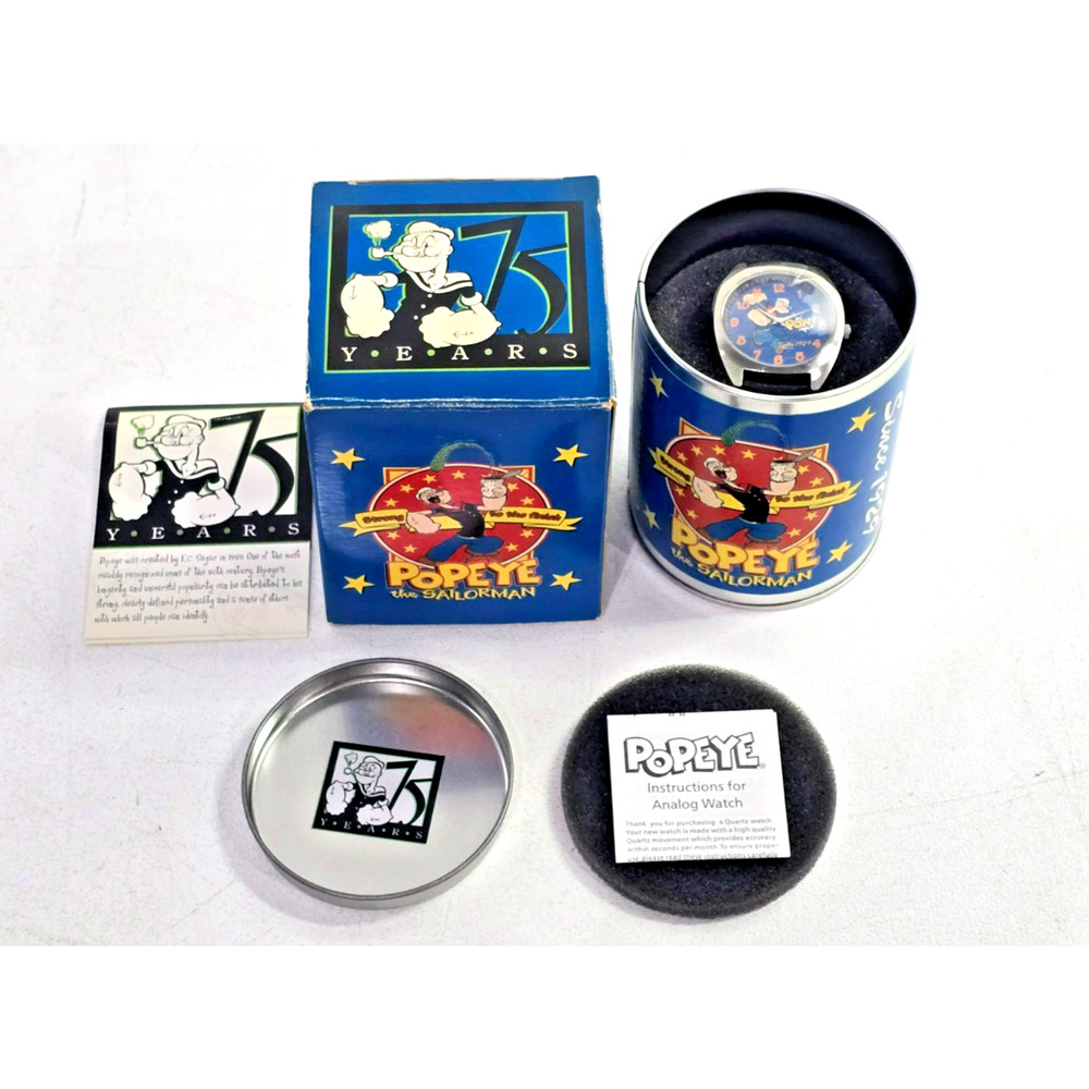 Popeye The Sailor Man 75 Year Anniversary Watch NOS Free Ship